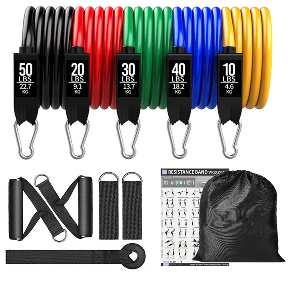 360lbs Fitness Übungen Widerstandsbänder Set Elastische Tubes Zugseil Yogaband Trainingsausrüstung für Zuhause Fitnessstudio Gewicht