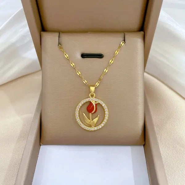 Exquisite Mikro-Inlaid Zirkon Schmetterlings-Quasten-Halskette für Damen Edelstahl Mond Schmetterling Blume Schlüsselbein-Choker-Schmuck