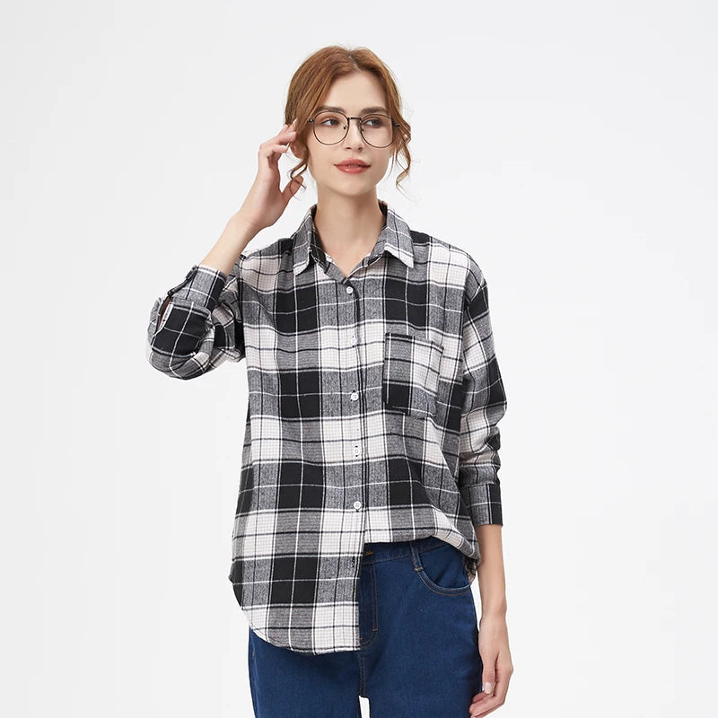 Women's Plaid Shirt 2025 New Ladies Loose Casual Blouse and Tops Fresh College Style Female Long Sleeve Shirts Women Clothes