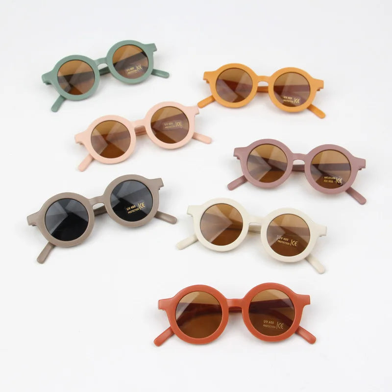 Accessoires pour bébé Nouvelle Lunettes de soleil Rétro pour bébé Couleur unie Anti-ultraviolets Lunettes rondes pour enfants UV400
