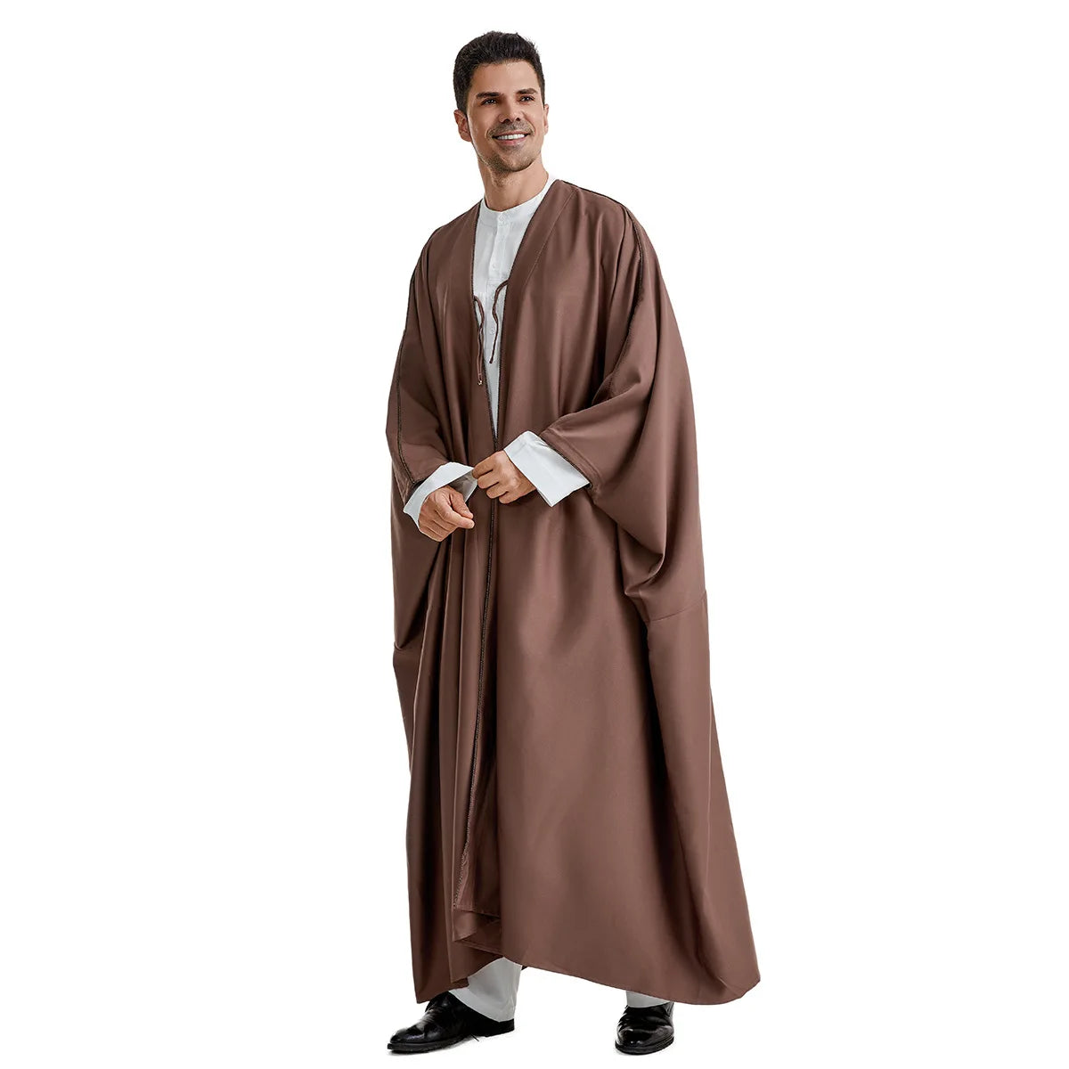 Ramadan Djellaba Eid Abayas Gebets-Kaftan Herren Muslimischer offener Abaya Türkei Arabischer Cardigan Robe Marokko Jubba Thobe Islam Dishdasha