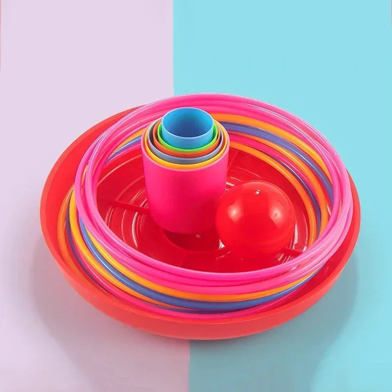 Jouet de lancer d'anneaux pour enfants, empilable, amusant, intérieur, extérieur, jeu interactif parent-enfant, couches de cercles, cadeau d'éveil.