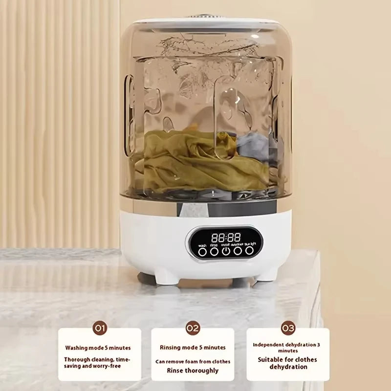 Mini turbo washing machine fully automatic small USB charging portable sock and underwear specific washing dehydrate machine