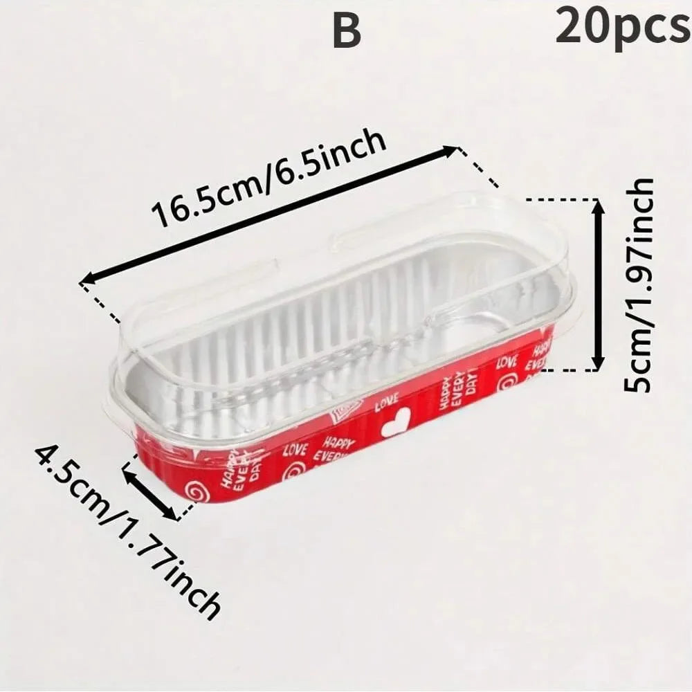 Mini Cake Pan with Lid Mini Baking Pan Aluminum Foil Long Baking Cup Disposable Aluminum Foil Bakaing Pan Brownie Cake Liner