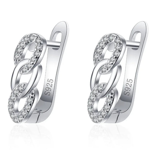 925 Sterling Silver Earrings Jewelry High Quality Retro Simple Pattern Purple White Zircon Earrings Hot Sale
