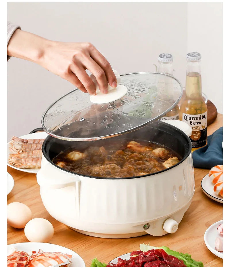 220V Multikocher Einzel-/Doppelschicht Elektrotopf 1-2 Personen Haushalt Antihaftpfanne Hot Pot Reiskocher Kochgeräte