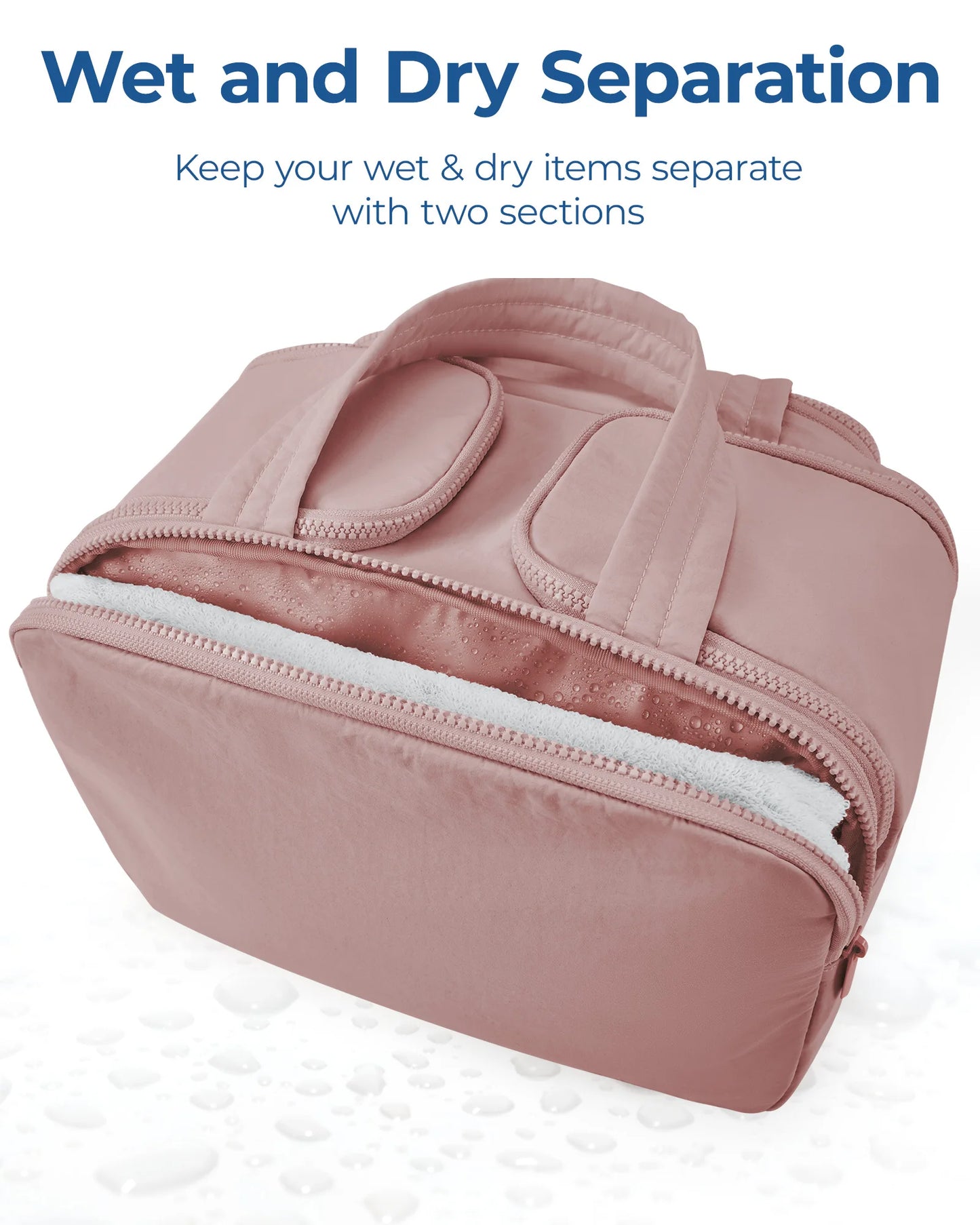 BAGSMART Kulturbeutel mit großer Kapazität, Make-up-Tasche mit Öffnung, tragbare Kosmetiktasche mit Griff für Accessoires und Toilettenartikel