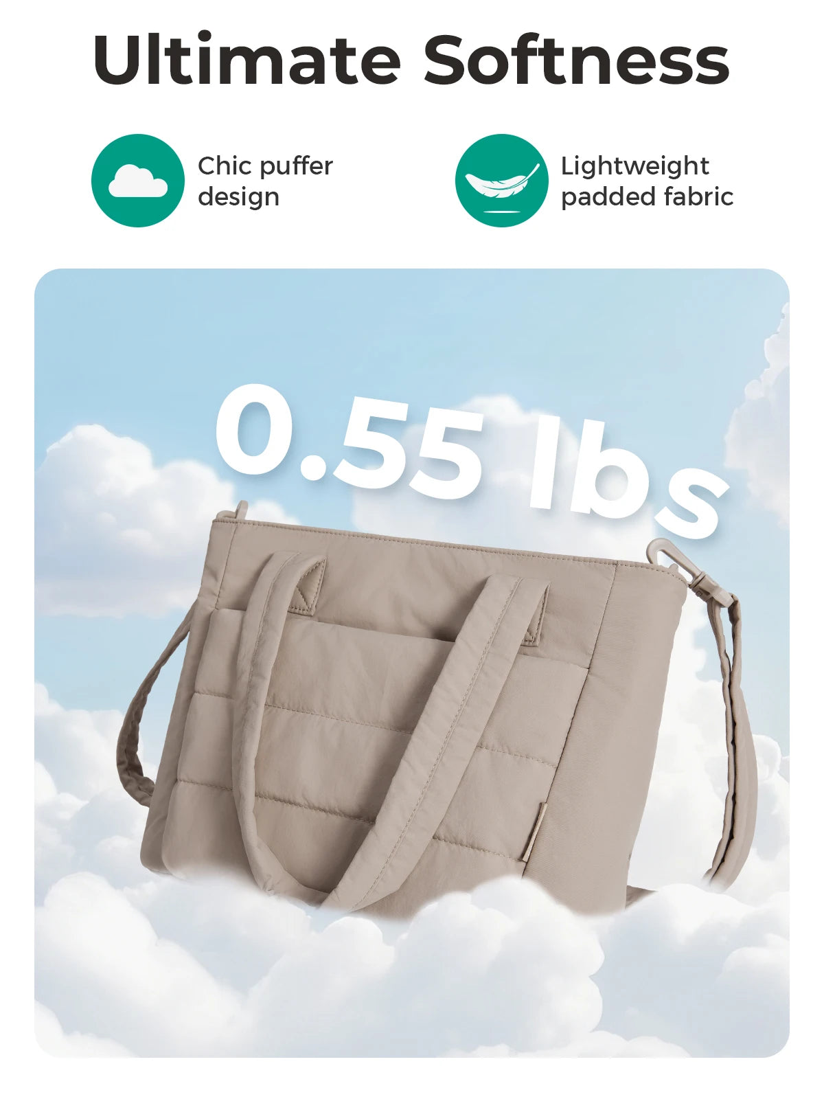 BAGSMART Damen Tragetasche Gepolsterte Einzelschultertasche Große Kapazität Studenten College Umhängetasche Lässige Outdoor-Handtasche