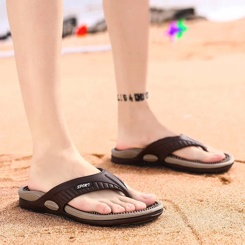 Massage Flip Flops für Herren, Sommer atmungsaktive Strandschuhe, Sandalen Herren, Luxus Flip Flops, atmungsaktiv, Übergröße, Herren Hausschuhe 46