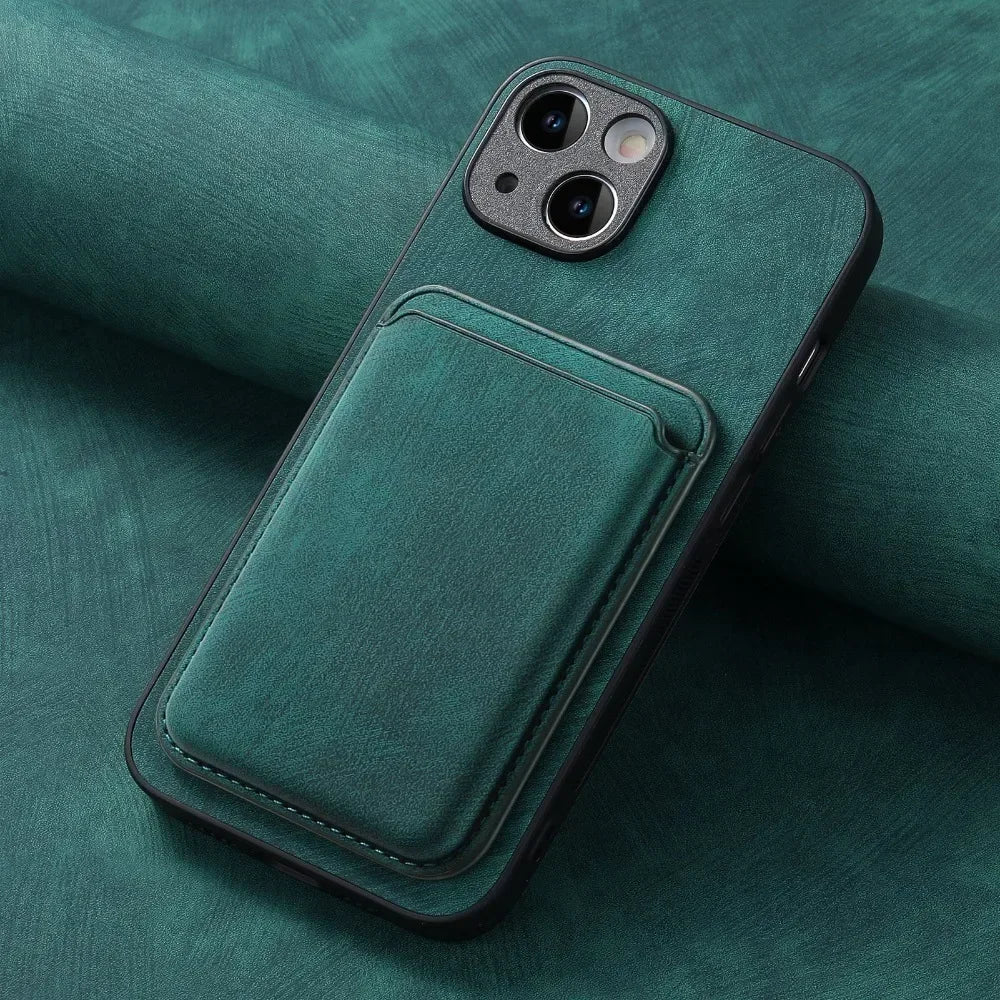 Vintage-Lederhülle mit abnehmbarem magnetischem Kartenhalter für iPhone 17 Air 16e 16 Pro Max 15 14 Plus 13 12 11