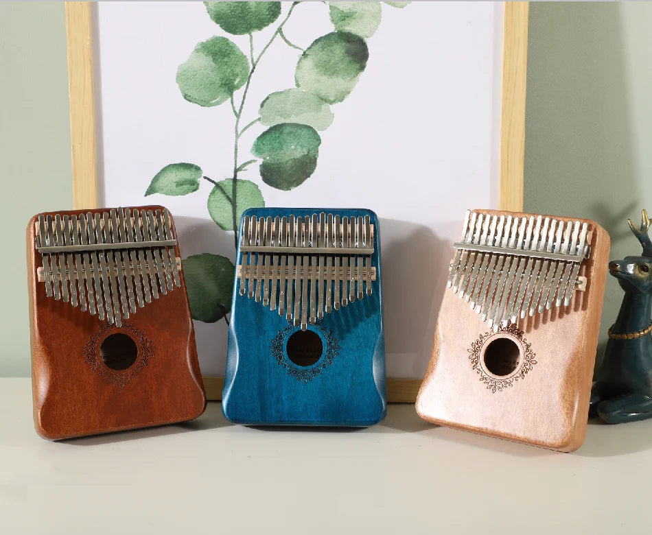 Kalimba Musikinstrument Daumenklavier 17 Tasten Mahagoni Holz Fingerklavier Kombinationsgeschenke für Kinder Tragbares Mbira Fingerklavier