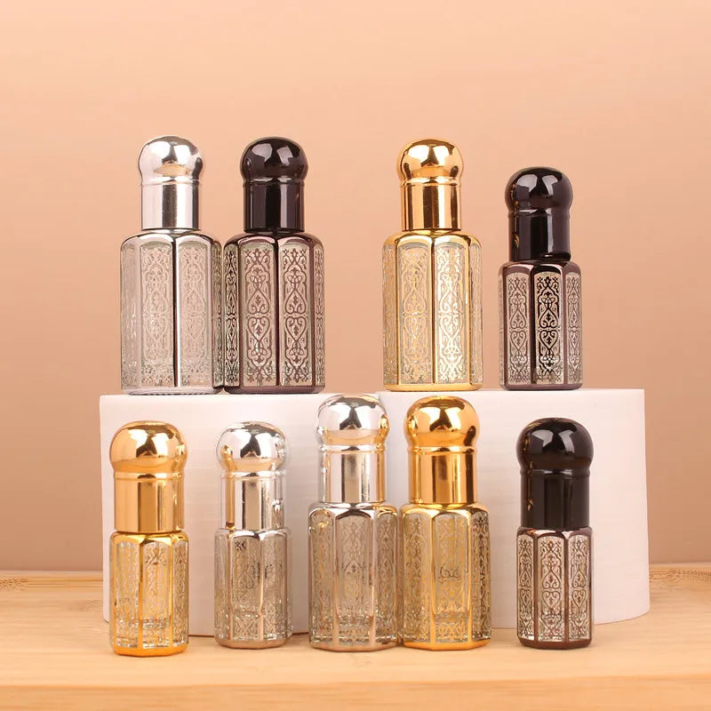 3/6/12ml Luxus nachfüllbare Ätherische Öle Flaschen Leere Parfümflasche Tragbare Tropfflasche Vintage Bronzefarbener Flüssigkeitsbehälter