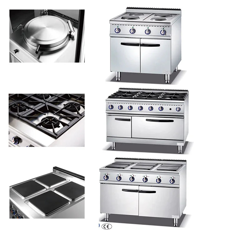 Cuisinière à gaz professionnelle avec four et grill 4 feux avec four