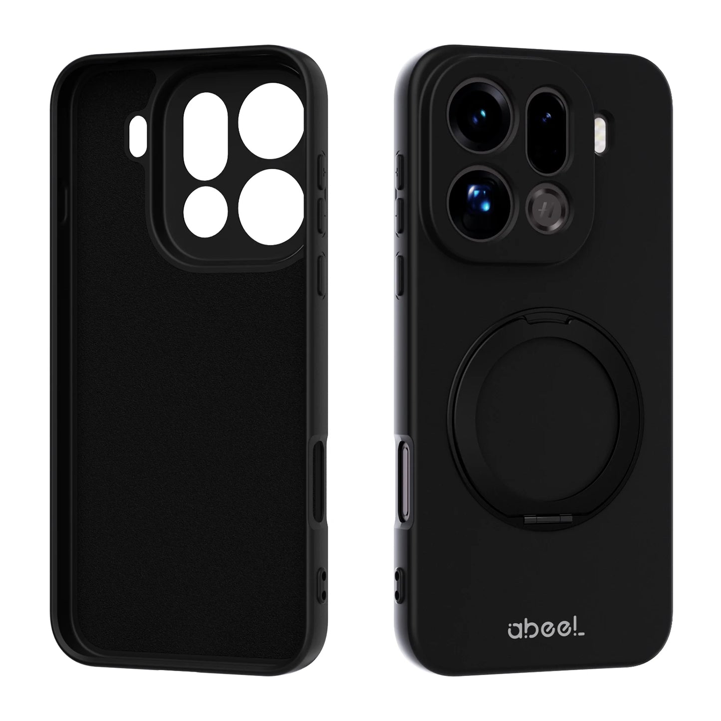 Pour étui OPPO Find X9 Pro en silicone liquide doux au toucher avec support magnétique pour anneau et doublure en fourrure, coque de téléphone portable souple