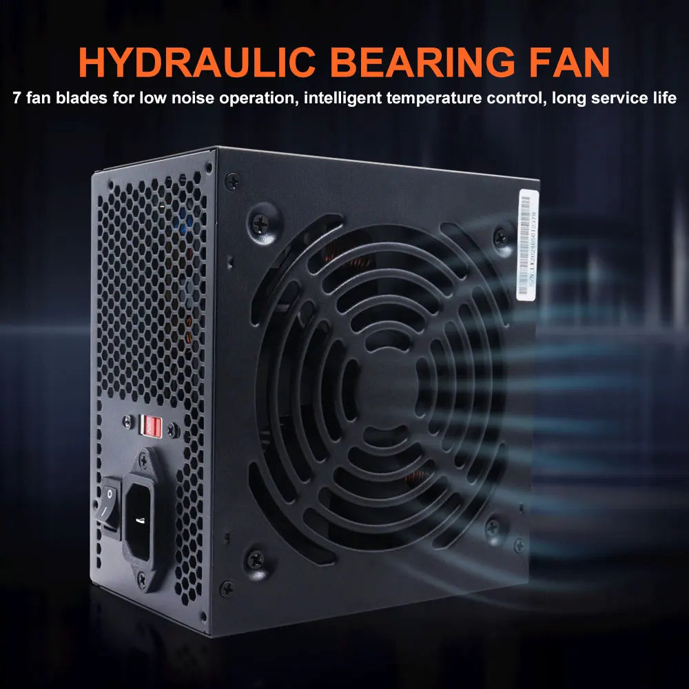 Unité d'alimentation PC 700W Noir Gaming Silencieux Ventilateur 120mm ATX 24 broches 12V pour ordinateur de bureau BTC