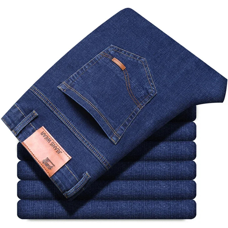 Nouveau Jean Slim extensible classique décontracté pour Homme 2024, Pantalon en Jean de Marque pour Homme, Noir Bleu