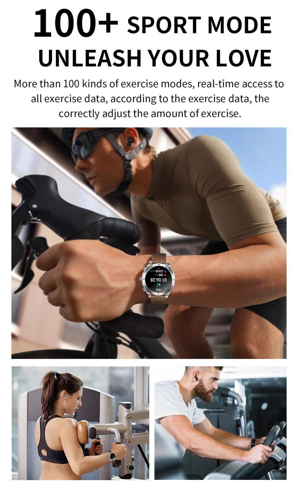 LIGE Avec écouteurs Bluetooth Casque Smartwatch Femme Moniteur d'activité Montre de sport Homme Étanche Montre intelligente Écran AMOLED