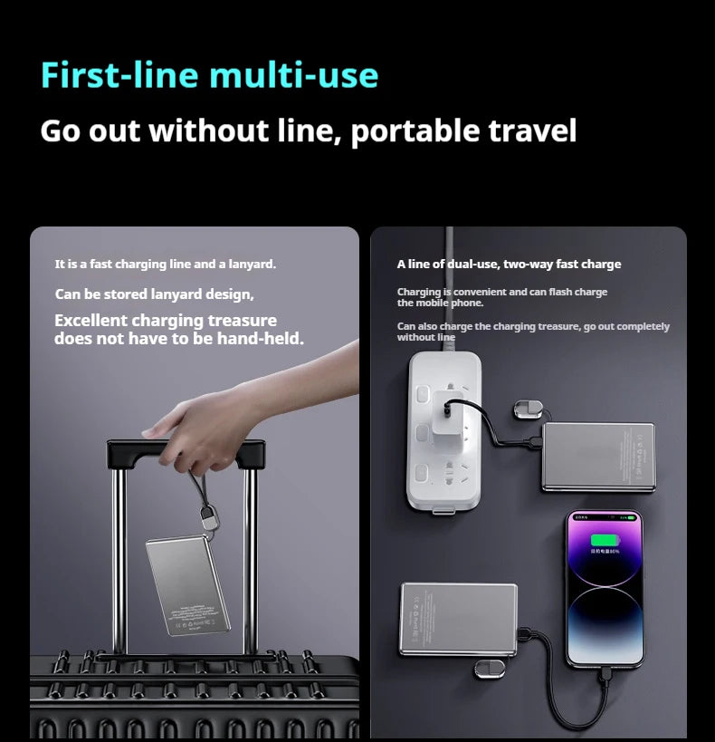Ultra-Thin 5000mAh Portable Power Bank 20W Fast Charging Wired & Wireless Alloy Shell for iPhone