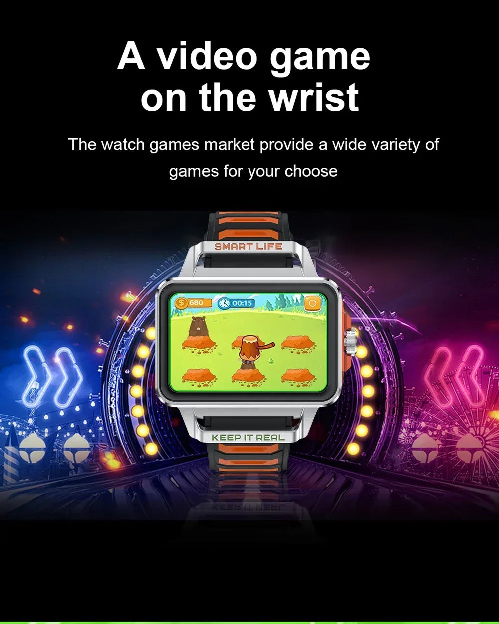 Hip-Hop-Fashion-Persönlichkeit Smartwatch 1,57 Zoll HD-Bildschirm 24h Kontinuierliche Herzfrequenz Schlafmonitor Spiel Wasserdichte Smartwatch