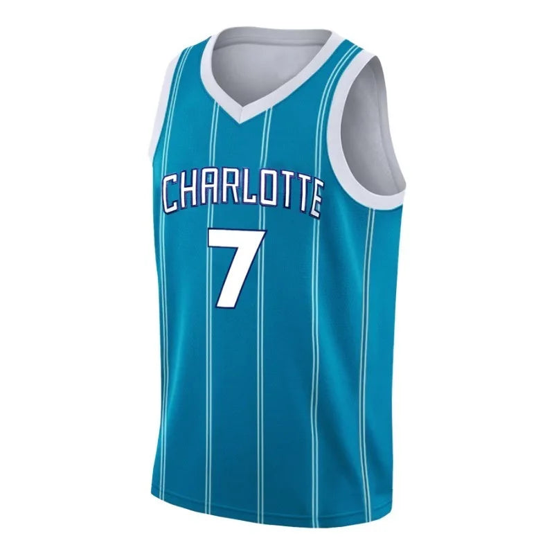 Maillot de basket-ball bleu lune #7 pour homme – Sans manches, respirant avec broderie de lettres contrastées, décontracté, tenue de sport