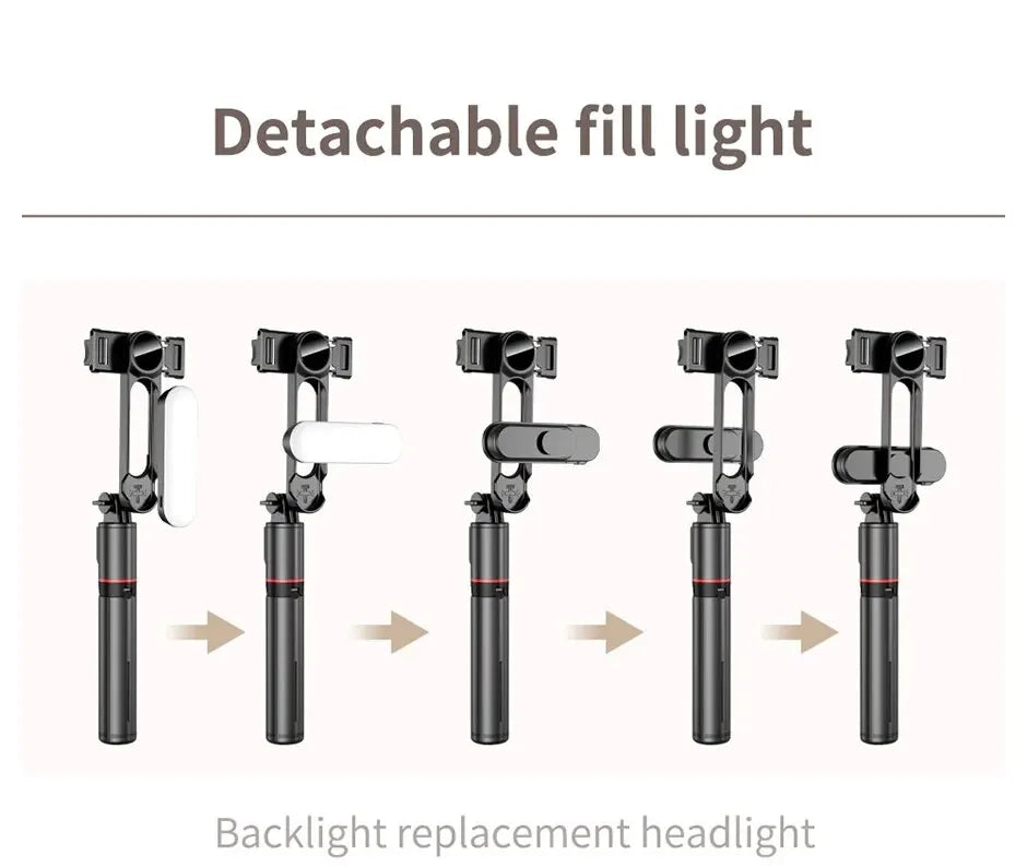 Wireless Bluetooth Selfie Stick Foldable Portable Tripods with Fill Light Shutter Remote Control For Smartphone Video Recording