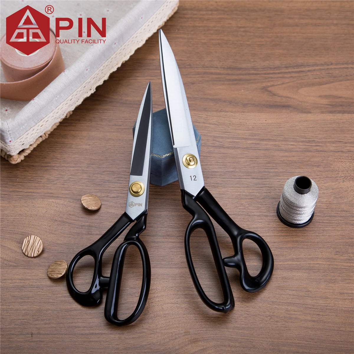 Ciseaux de tailleur pour gauchers PIN 10/12 pouces, ciseaux à tissu et cuir en acier inoxydable, ciseaux de couture ergonomiques pour gauchers