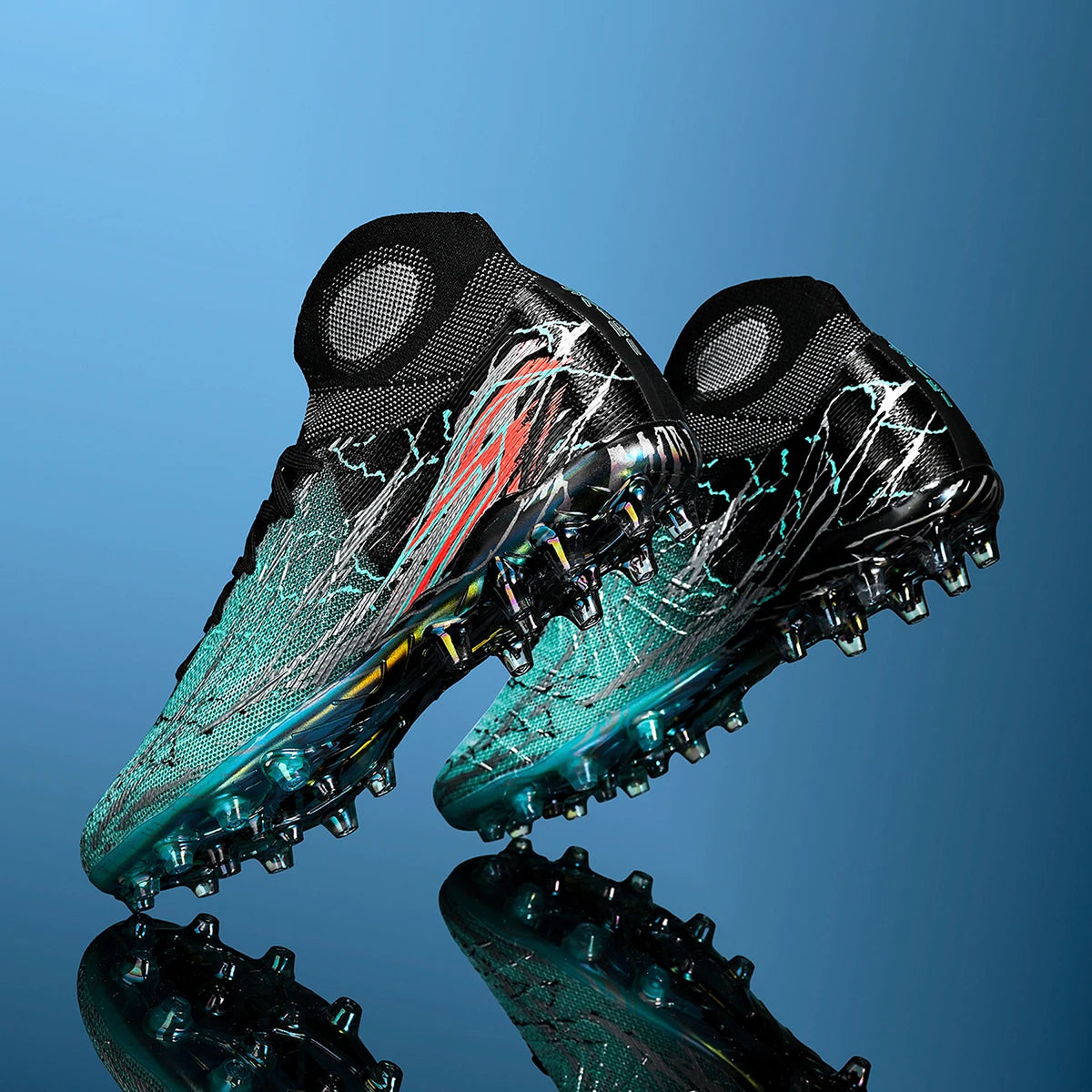 Chaussures de football montantes respirantes à semelle électroplaquéeLes crampons longs FG offrent une adhérence et une durabilité super puissantes