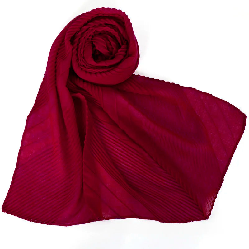 Grand Foulard en Coton Plissé Froncé Hijabs pour Femmes Voile Musulman Turban Écharpe Froncée Châle Foulards Islamique Foulard Femme Hijab