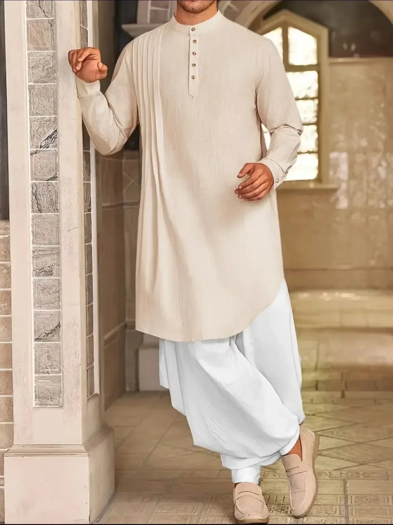 Chemise musulmane ample en coton pour homme du Moyen-Orient, arabe, malaisien, nouveauté 2025