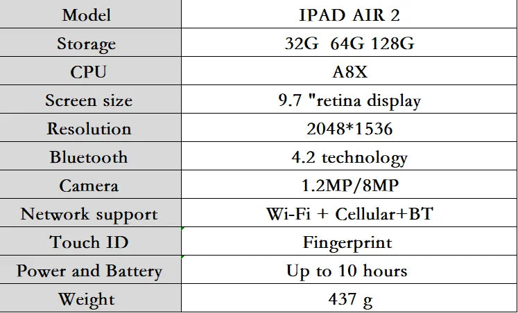 2014 iPad Air 2 A8 Chip Retina 9,7 Zoll 16GB/64GB/128GB WLAN Cellular Fingerabdruck-ID, Original WIFI/5G Tablet.