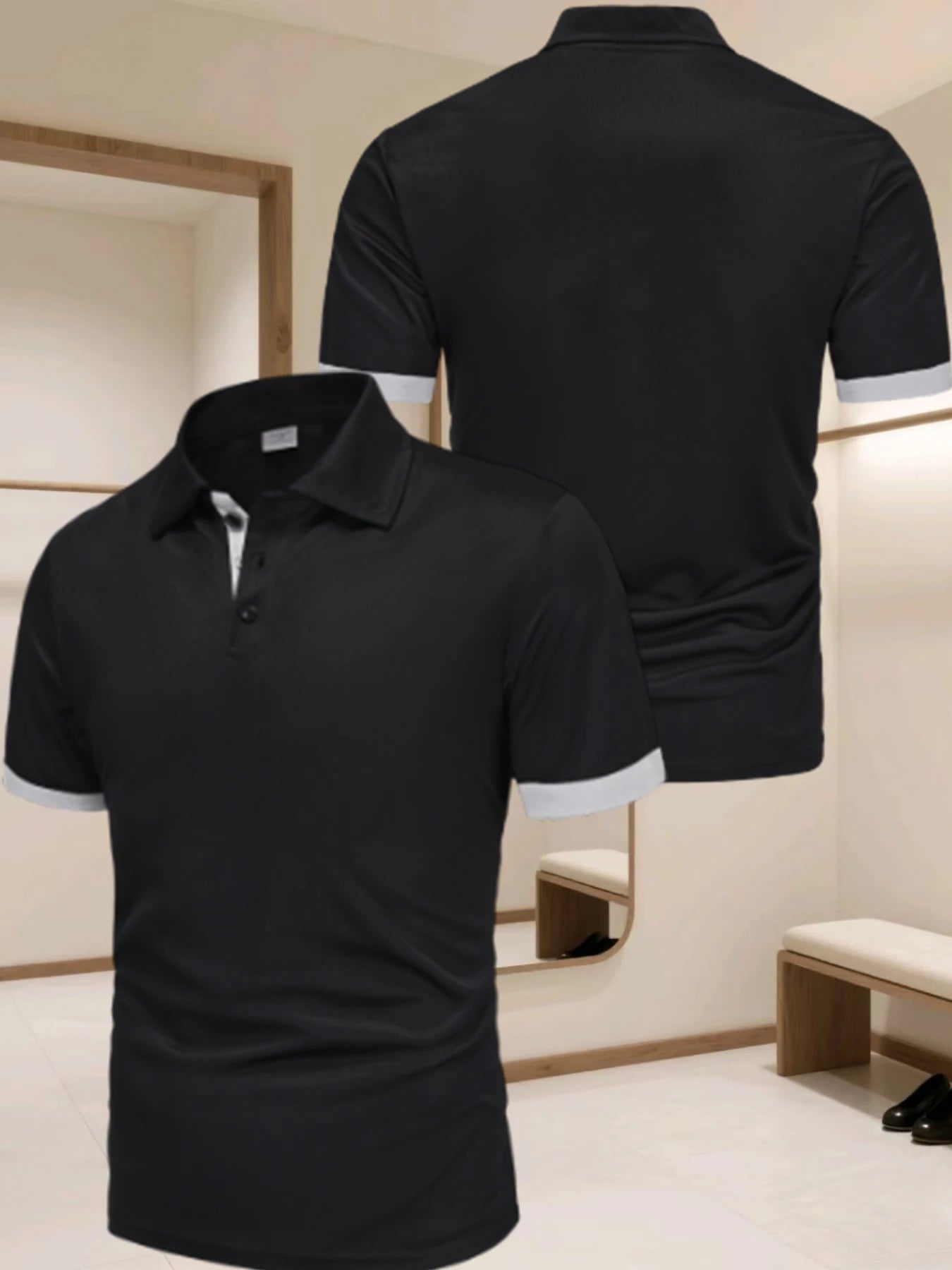 Haut de polo pour homme, haut de t-shirt de sport d'extérieur contrastant, polo de sport d'extérieur respirant pour homme, polo contrastant tendance