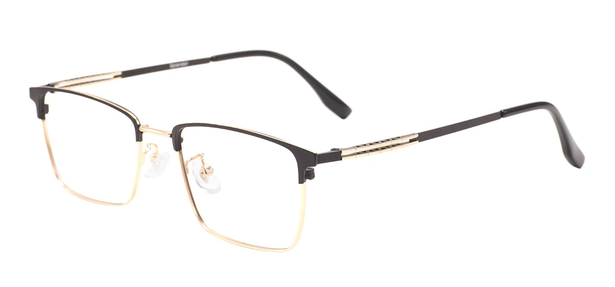 Monture de lunettes rectangulaires confortables en métal avec barre supérieure, pour hommes d'affaires, avec monture complète, pour verres correcteurs optiques