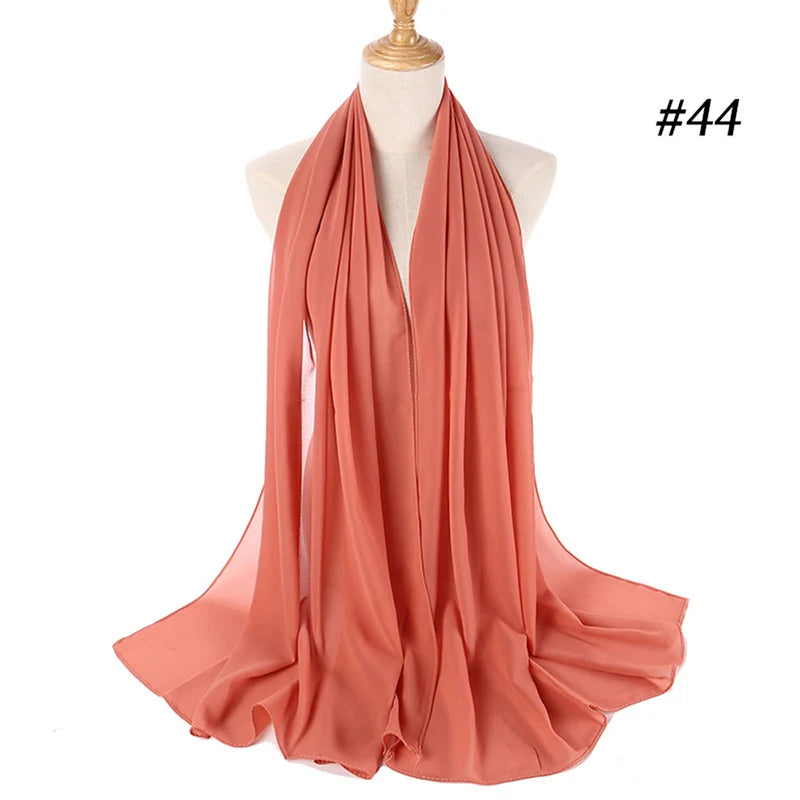 Hijab musulman en mousseline pour femmes, écharpe en mousseline bulle, voile pour femmes, musulmanes, islamiques, de couleur unie, malaisiennes, écharpes foulard musulman