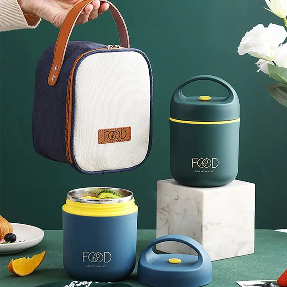 304 Edelstahl Vakuum Thermo Brotdose Speisewärmer Suppenbecher Thermobehälter Bento Box Isolierte Lunchtasche für Studenten