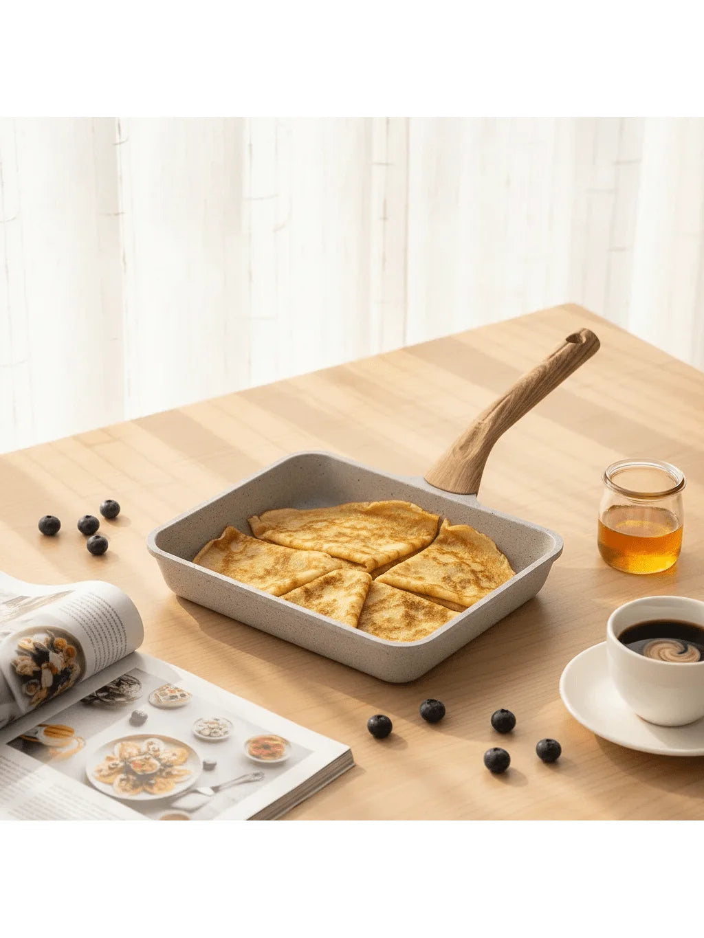 Square Flat Bottomed Pan Household Frying Pan - Non-Stick Kitchenware for Cooking