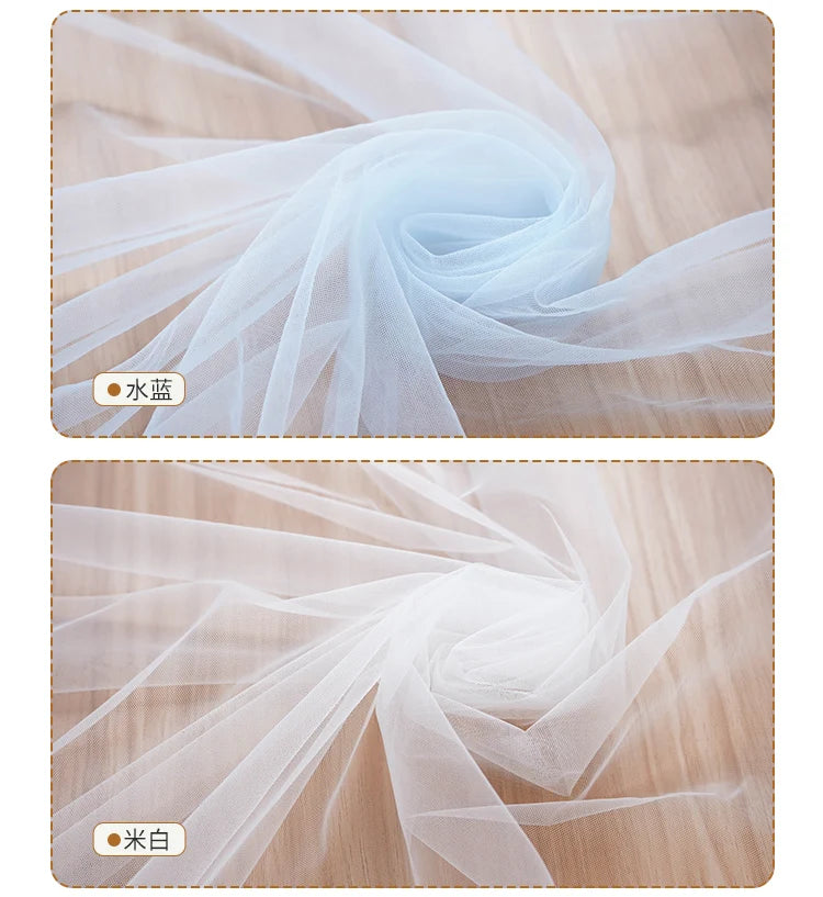 Tissu maillé doux crypté 160x50/500cm pour robes de mariée, décorations de mariage, rideaux en gaze, moustiquaires, tissus pour jupes DIY