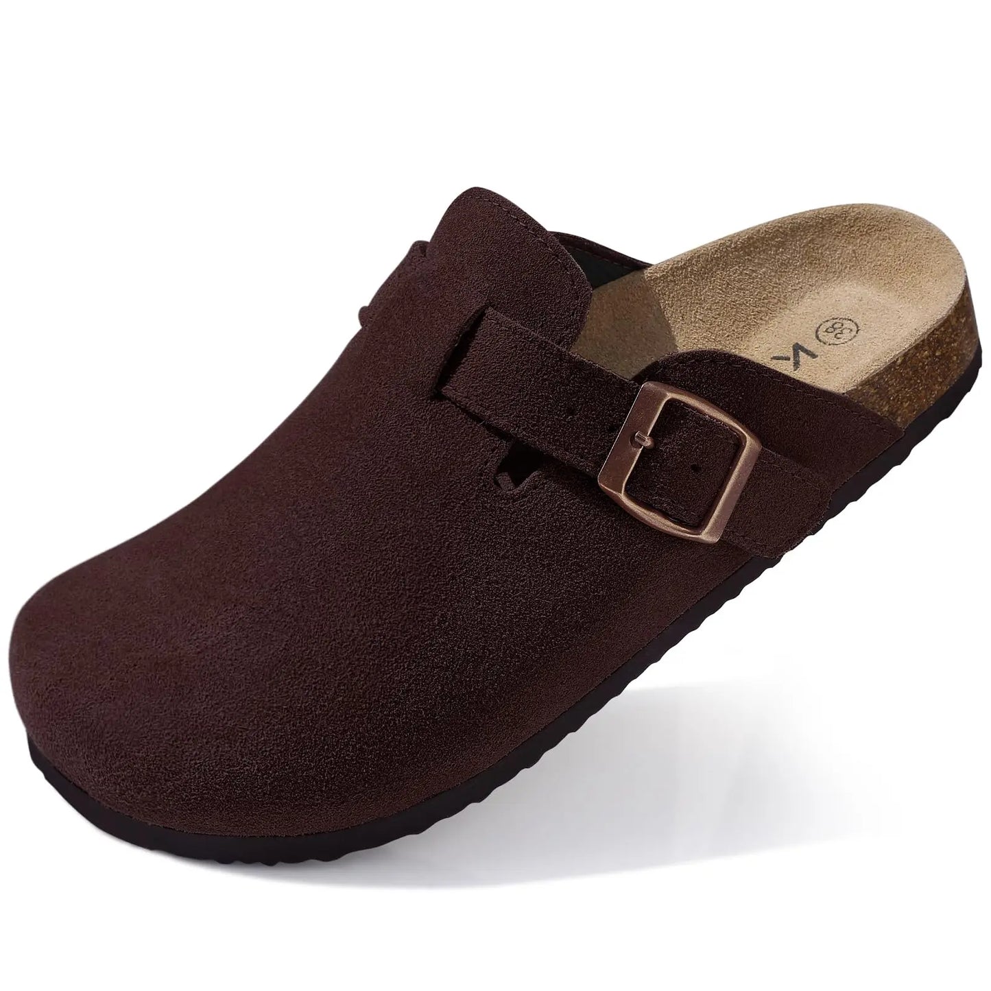 KIDMI Wildleder-Clogs für Damen Herren Pantoletten Korkfußbett Sandalen mit Fußgewölbestütze Modische rutschfeste Outdoor-Strandschuhe Hausschuhe