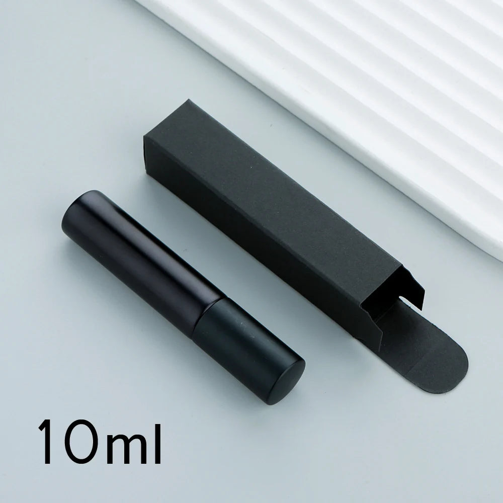 50/100 Stück 5ml 10ml Matt Schwarzer Parfümflakon Mit Verpackung Atomizer Leere Parfüm-Probenflaschen Benutzerdefiniertes LOGO Extra Bezahlen