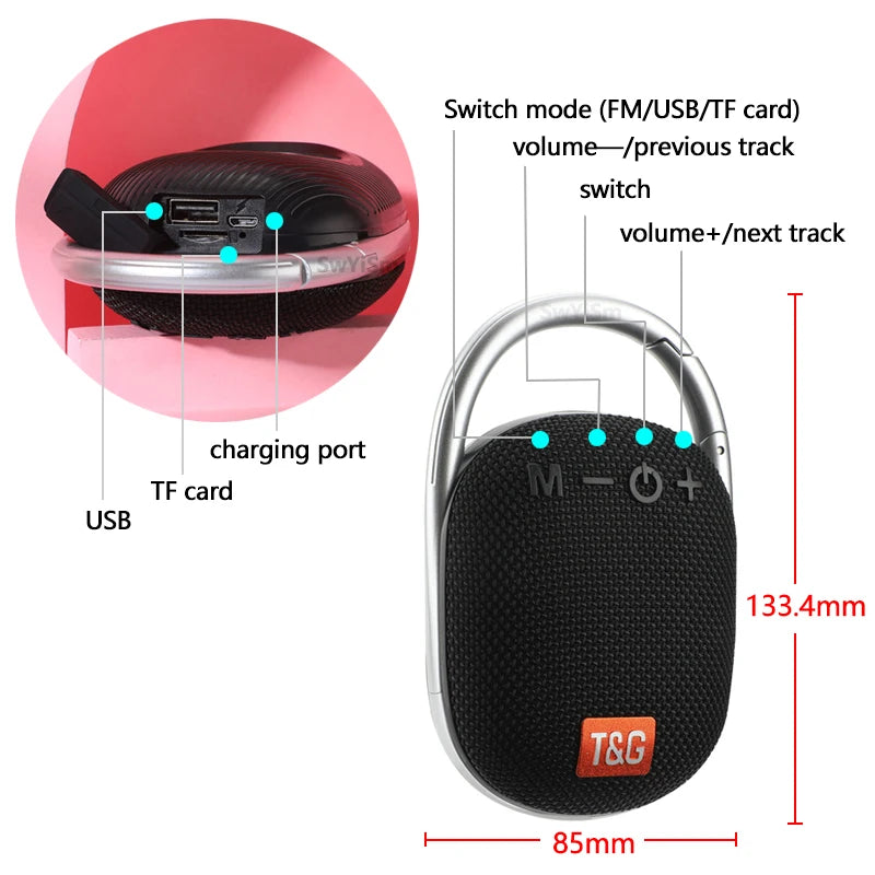 Mini enceinte Bluetooth portable, boîte à musique sans fil, petit caisson de basses, basse, PC, TV, radio FM, étanche, Caixa De Som Mp3