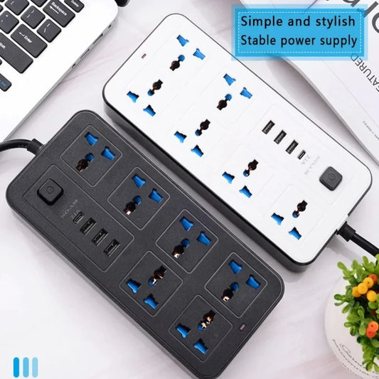 Universal-Steckdosenleiste TypC USB-Anschluss Steckdosenleiste 2M Verlängerungskabel AC-Steckdose Ladesteckdose EU US UK Stecker