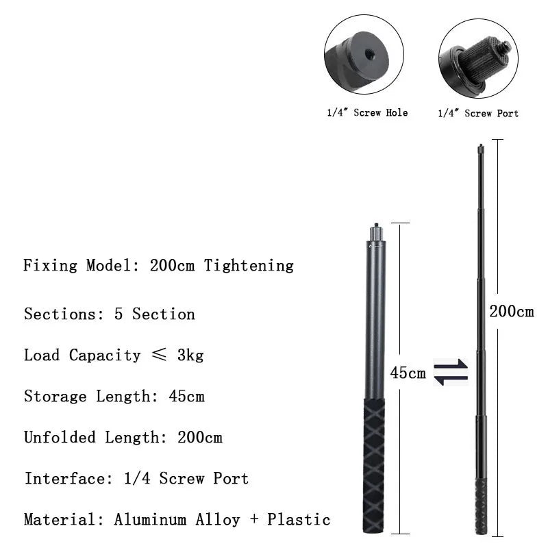Poignée de bundle perche à selfie pour Insta360 X4 X3 X2 GoPro 12 11 10 9 DJI Action 4 3 SJCAM Camera Bullet Time Perche à selfie invisible