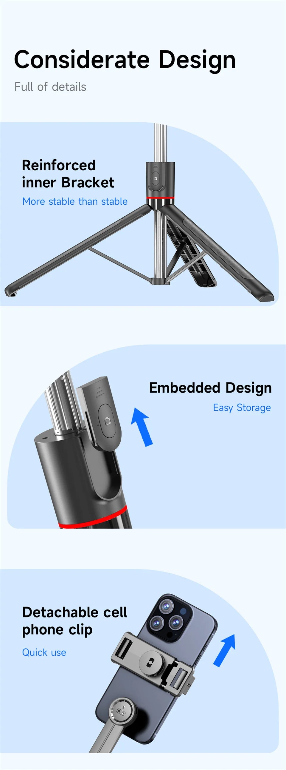 Gimbal Stabilisateur Perche à Selfie Trépied Gimbal Rotation 360 Mode de Prise de Vue Suivi avec Lumière Pour iPhone Xiaomi Téléphone Android