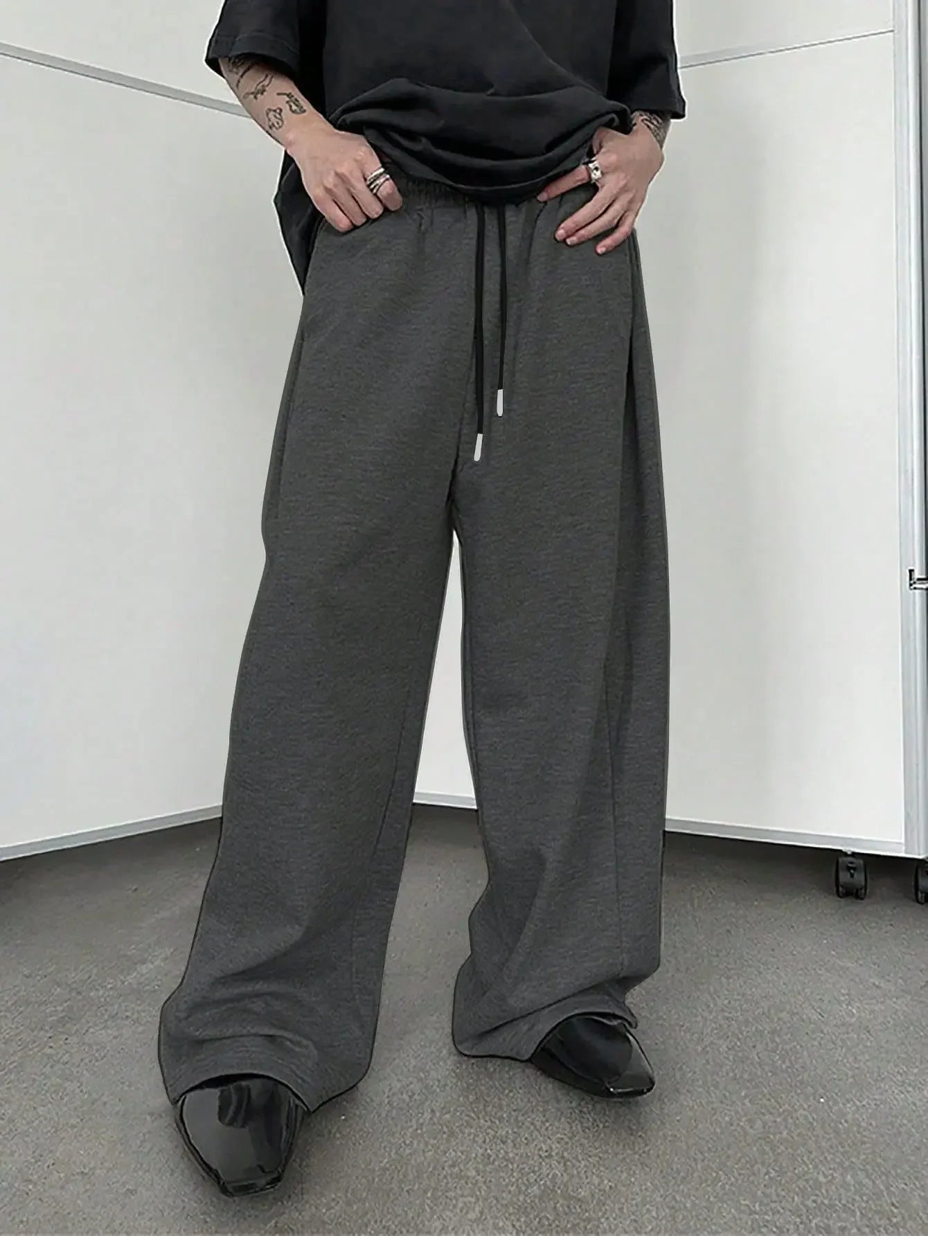Pantalon de survêtement large Y2K Harajuku pour femmes, streetwear, ample, surdimensionné, gris, de sport, taille haute, avec cordon de serrage, décontracté