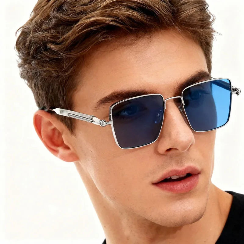 New Eyeglasses Vintage Steampunk Square Metal Sunglasses Fashionable Versatile Unisex Eyewear Unique Statement Style Sun Glasses