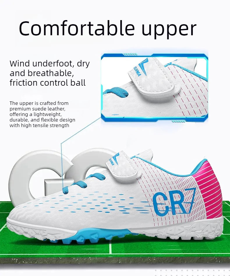 Nouvelles Chaussures de football pour enfants, Chaussures d'entraînement de football d'extérieur pour garçons et filles, Crampons de football à scratch, Baskets de futsal 28-39