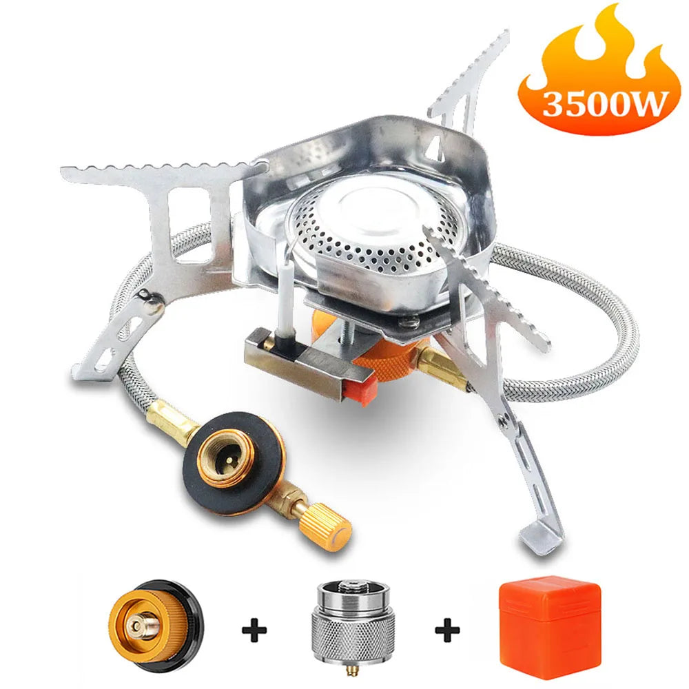 3500W Camping Gaskocher Winddichter Outdoor Gasbrenner Tragbarer klappbarer Split-Touristenkocher für Kochen Wandern