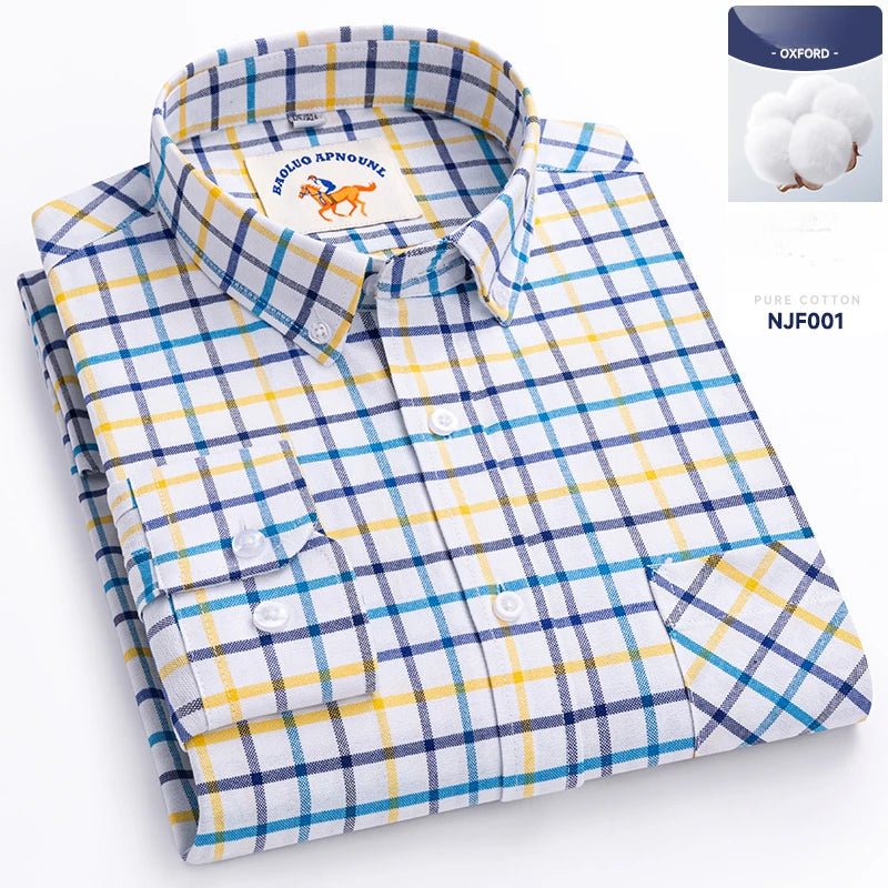 Chemises Oxford à manches longues en 100 % coton pour homme, grandes tailles 8XL, coupe ajustée, unies ou rayées, pour le bureau, couleur blanche, tenues professionnelles