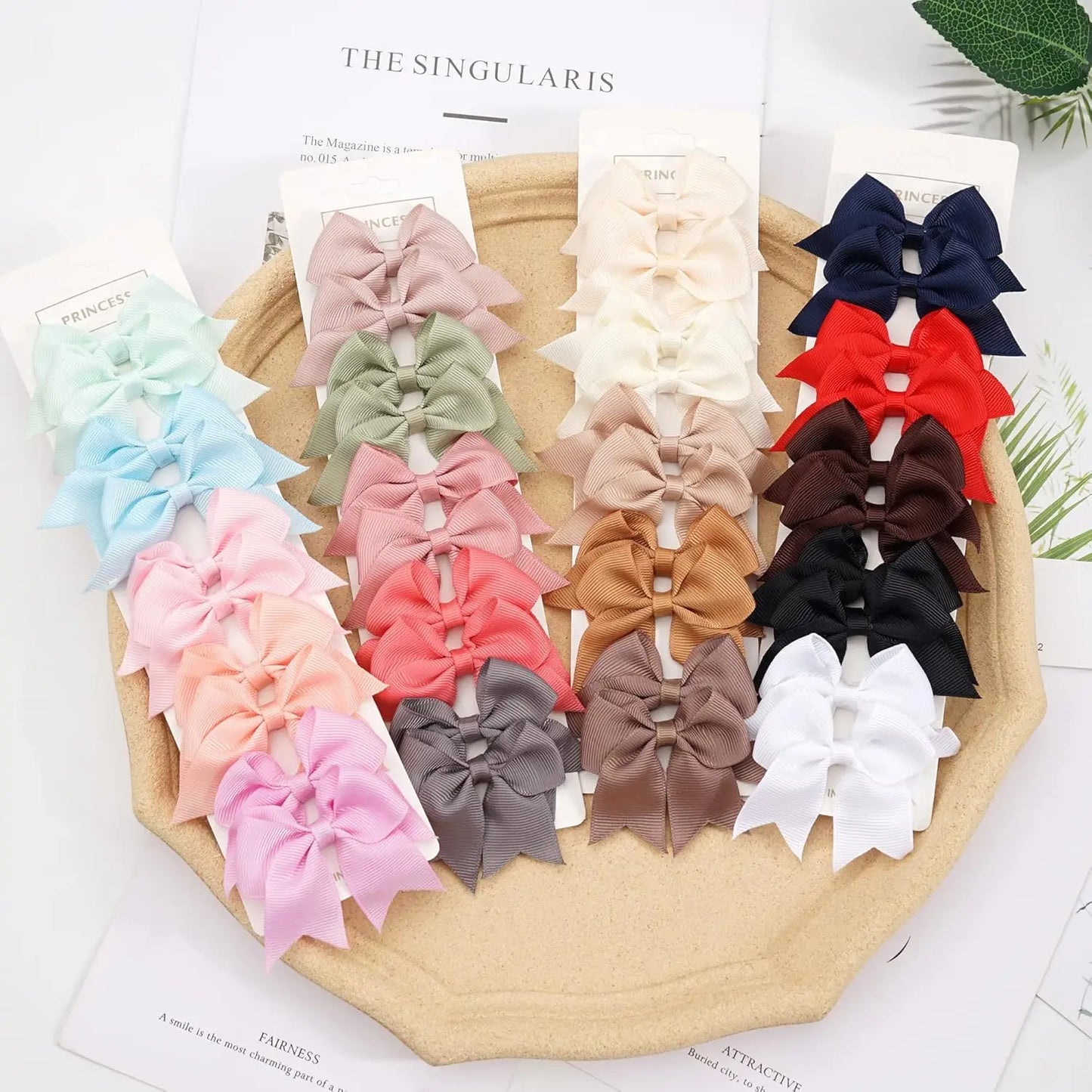 10/20Pcs/Set Cute Solid Ribbon Bows Hair Clips for Baby Girls Kids Fashionable Hairpin Headwear Children's Hair Accessories