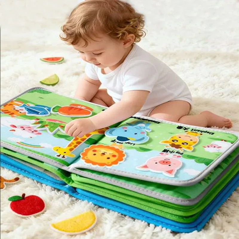 Jouets Montessori Histoire d'Animaux de la Ferme Livre en Tissu d'Activités Jouets d'Apprentissage Préscolaire Motricité Fine Livre en Feutre d'Éducation Précoce pour les Tout-petits