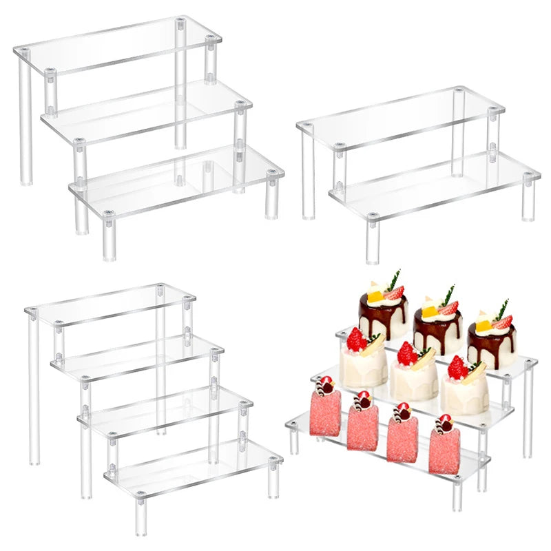 1 Stück mehrschichtiger Acryl-Präsentationsständer Tortenständer hochtransparentes trapezförmiges Ablageregal perfekt für Dessert-Cupcakes